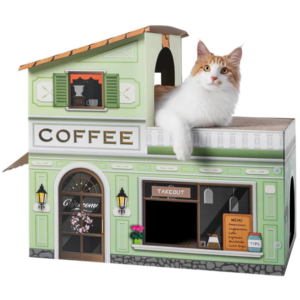 Cat Beds for Indoor Cats, Cardboard Cat House with Scratchers