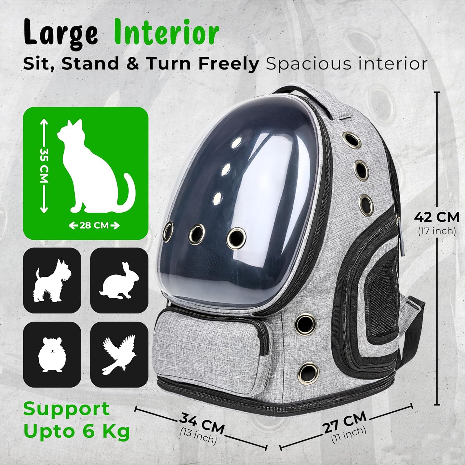 Stylish Clear Window Cat Backpack – Comfortable Pet Travel Carrier - Image 3